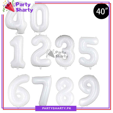 White Number Foil Balloon - Jumbo Size (40 inches) for Birthday / Anniversary Party Decoration and Celebration